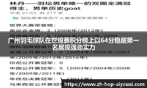 广州羽毛球队在世锦赛积分榜上以64分稳居第一名展现强劲实力
